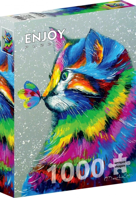 Puzzle schöne Katze und Schmetterling 1000 Teile