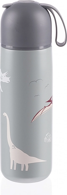 Thermosflasche für Getränke mit Silikonhalter 400 ml, Dino