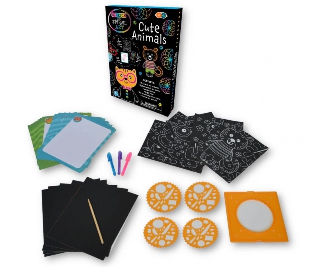 Rubbellose und Spiralkunst-Set - Lustige Tiere
