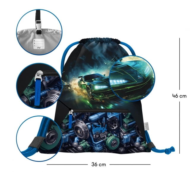 Baagl 3er-Set Zippy Rennwagen: Schultasche, Federmäppchen, Beutel
