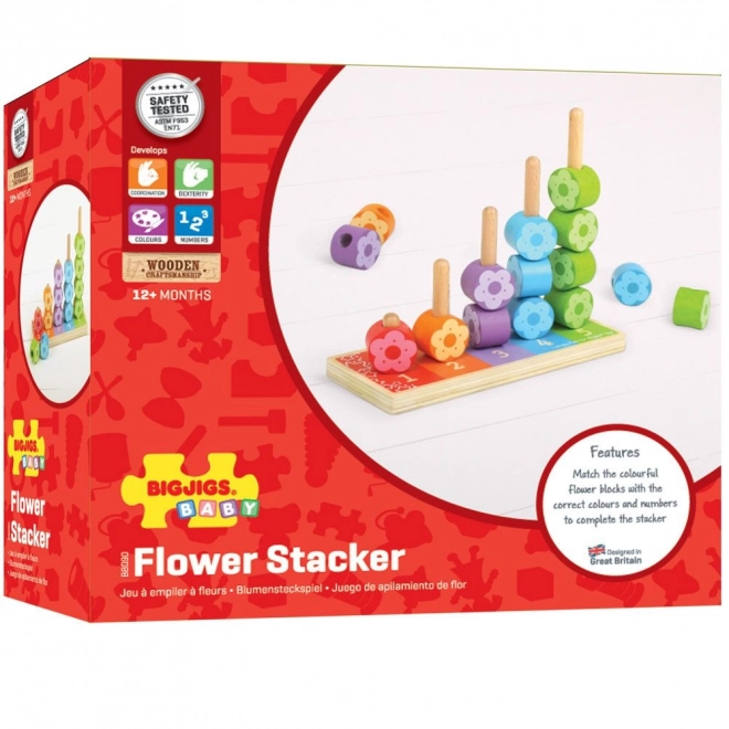 Bigjigs Baby Farbige Blumen Stapelspiel