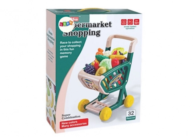 Kindereinkaufswagen Set Gemüse und Obst grün