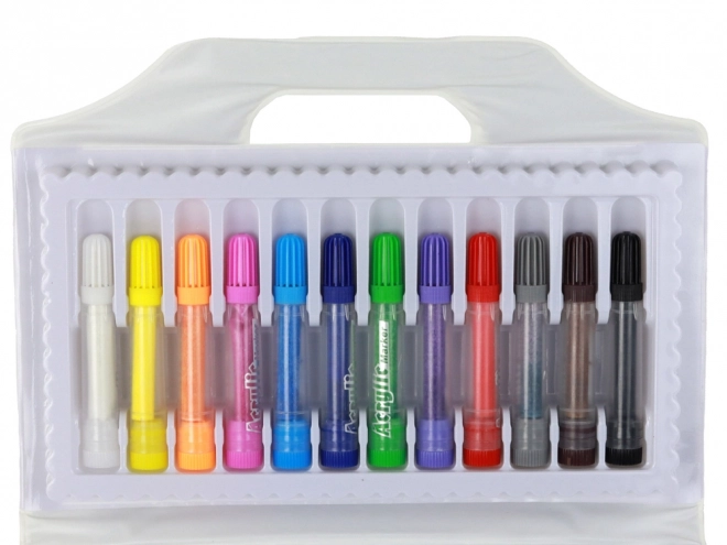 Set aus farbigen Acrylmarkern im Koffer, 12 Stück
