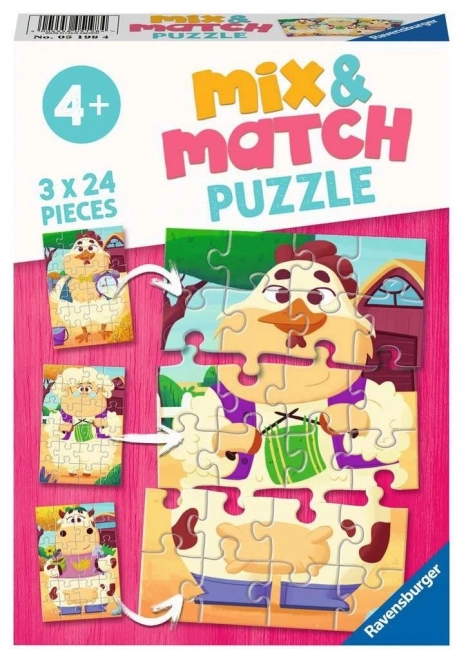 Ravensburger Puzzle Mix & Match: Meine Freunde vom Bauernhof 3x24 Teile