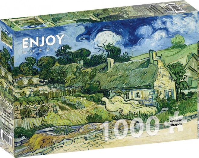 Genießen Sie das Puzzle Vincent van Gogh: Reetgedeckte Häuser in Cordeville 1000 Teile