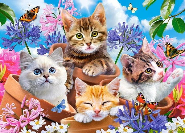 Puzzle Katzen in Blumen 120 Teile