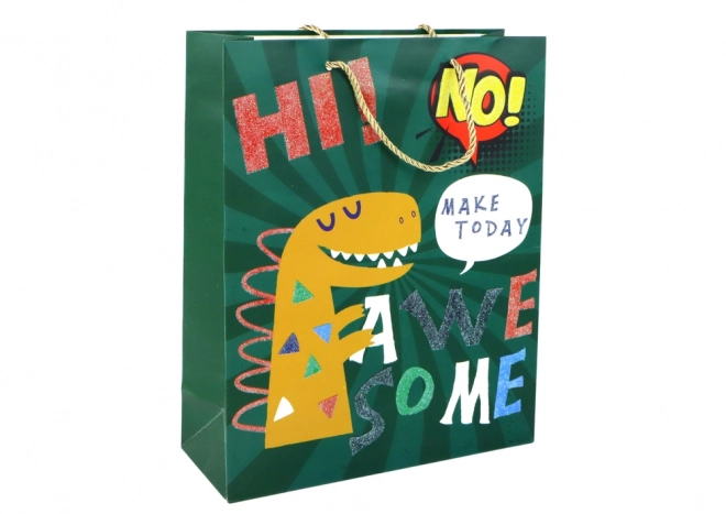 Papier Geschenktasche Grün Dinosaurier