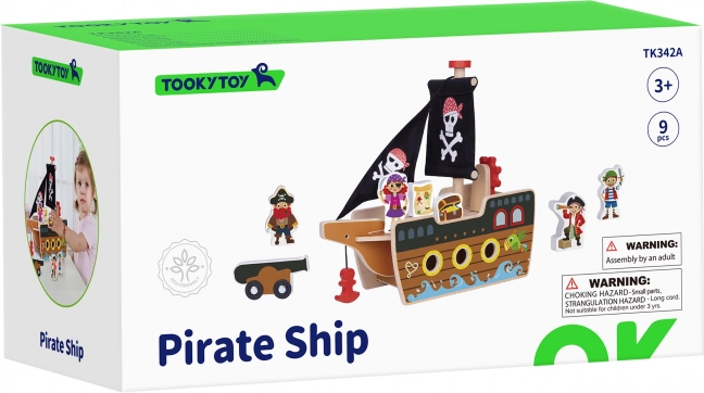Holzpiratenschiff mit Figuren von Tooky Toy