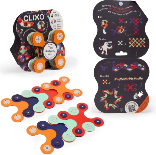 CLIXO Tiny & Mighty Space – magnetisches Konstruktionsspiel 9 Stk., leuchtet im Dunkeln