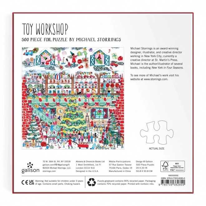 Galison Puzzle Michael Storrings Weihnachtswerkstatt 500 Teile