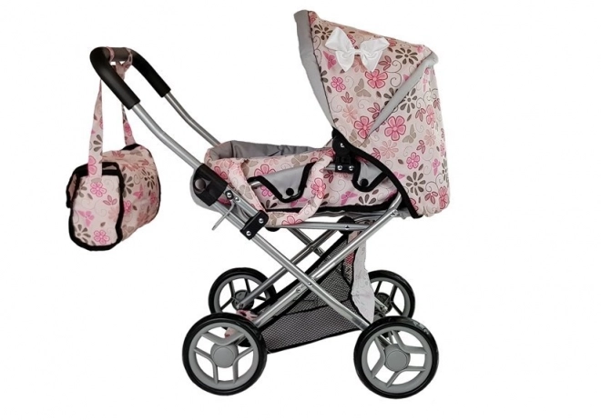 Puppenwagen Alice mit Tragetasche Rosé Blumenmuster