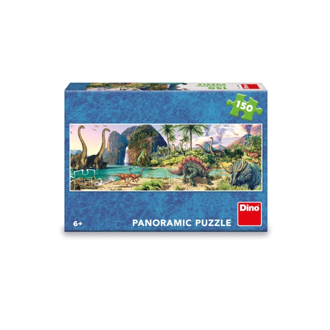 Panorama Puzzle Dinosaurier am See für Kinder