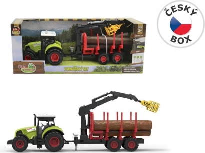 MaDe Traktor mit Anhänger und Ausleger – grün