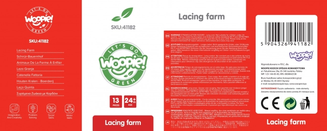 Woopie Green Fädelspiel Bauernhof Tiere aus Holz
