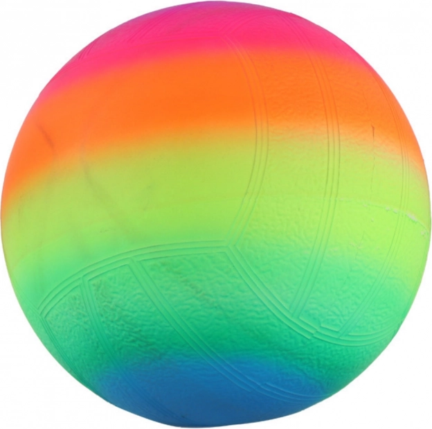 Gummistrandball mit Palme und Regenbogenmuster 22cm