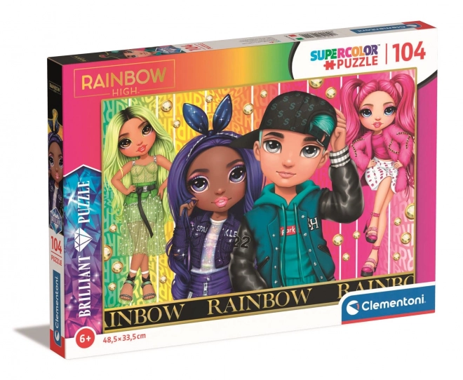 Clementoni Glanzendes Puzzle RAINBOW HIGH: Jade, Krystal, River und Stella 104 Teile