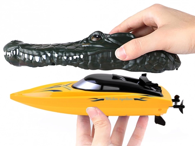 Fernbedienbare Krokodil-Boot 2in1 mit Fernsteuerung – Gelb