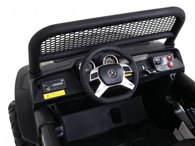 Mercedes Benz Unimog für Kinder Farbe Moro + 4x4 + Fernsteuerung + Gepäckträger + kostenloses Starten + Radio MP3 + LED-Diode