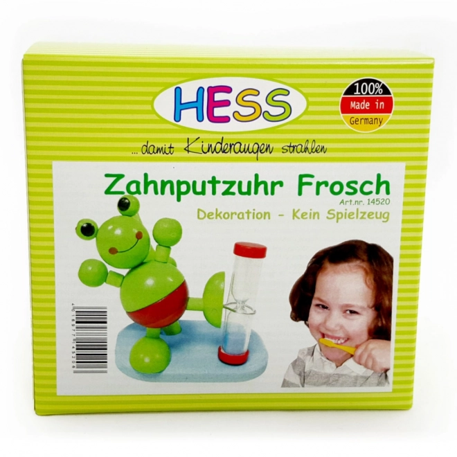 Holz-Sanduhr Frosch zum Zähneputzen mit Zahnbürstenhalter