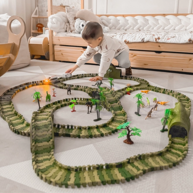 Dinosaurier Rennstrecke mit Auto und Figuren