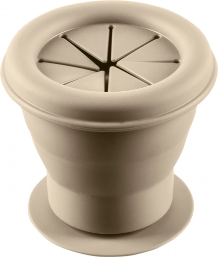 Silikonschüssel für Snacks, faltbar mit Saugnapf – sand beige