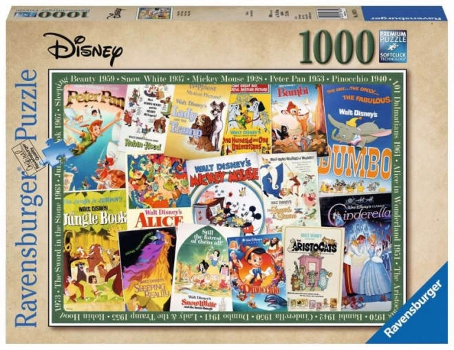 Puzzle Disney Vintage Filmplakate 1000 Stk Ravensburger