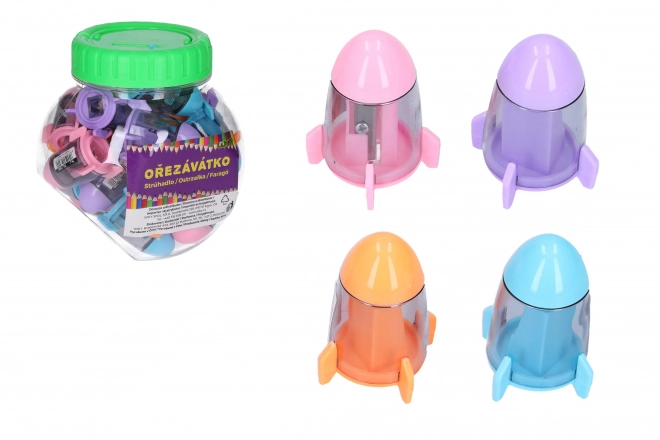 Anspitzer mit Behälter und Radiergummi in Form eines Raumschiffs