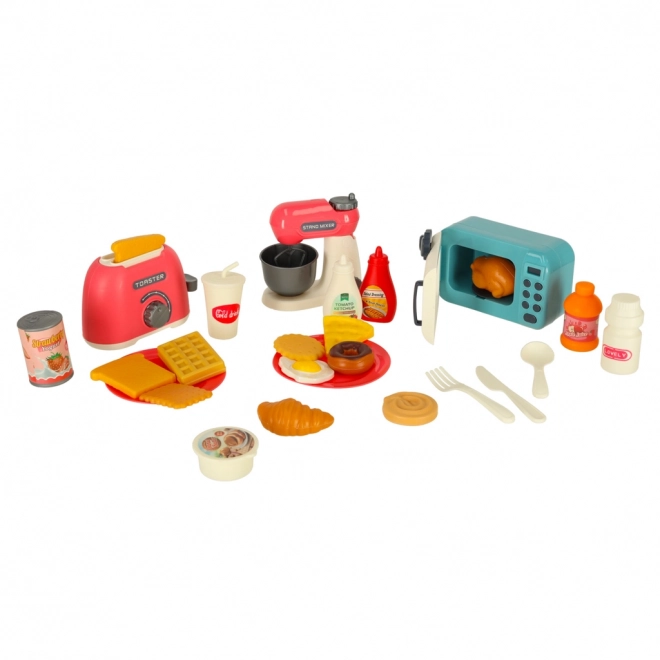 Kinderspielzeug-Küchenset mit Mikrowelle und Zubehör