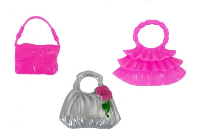 Puppen-Set mit violettem Ballkleid und Accessoires