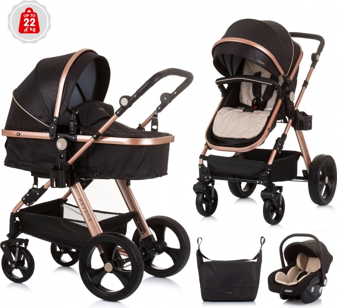 CHIPOLINO Kombinierter Kinderwagen HAVANA 2in1 Obsidian – Goldene