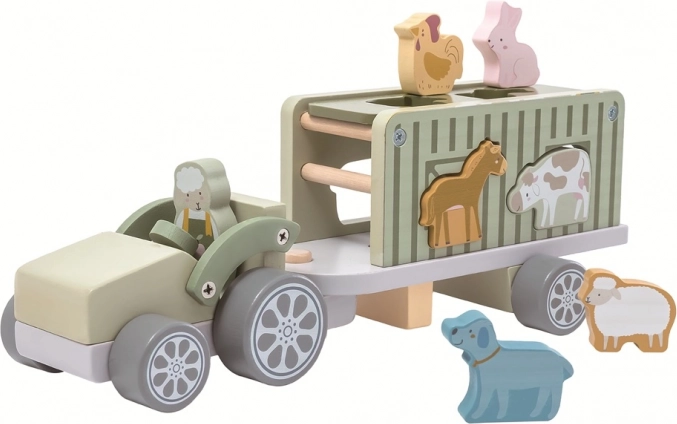 2Kids Toys Holzauto mit Tieren und Formeinsatz