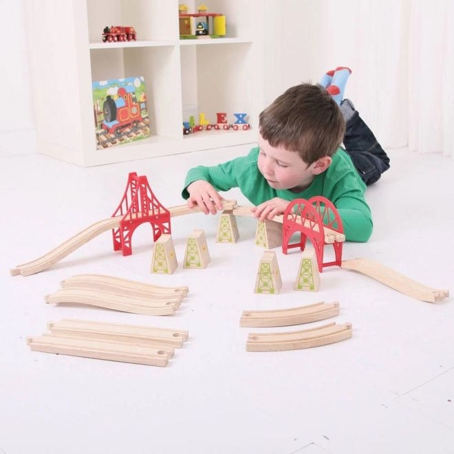 Bigjigs Rail Holzschienen Set Brücke 18 Teile