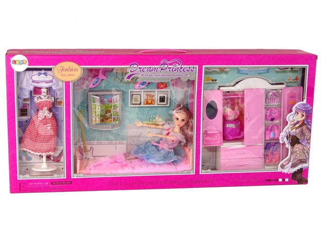 Puppenhausmöbel-Set mit Schrank und Zubehör