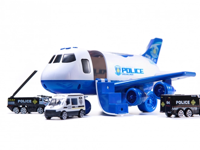 Spielset Flugzeugtransporter mit Polizeiautos