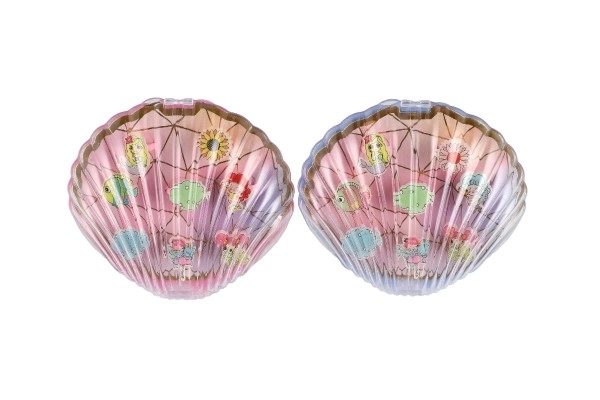 Plastikring Set in Muschelbox