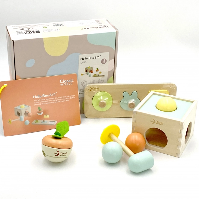 Klassisches hölzernes Pastell-Lernset für Kinder von 6 bis 12 Monaten