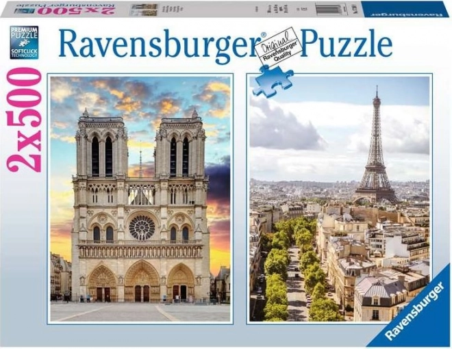 Ravensburger Puzzle Besuch in Paris 2x500 Teile