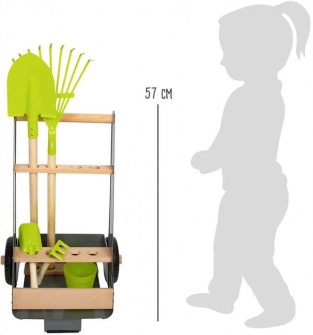 Metallischer Kinder-Gartenwagen mit Werkzeugen