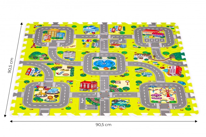 Schaumstoff-Spielmatte Stadt – 9 Teile 90,5 × 90,5 cm IPLAY
