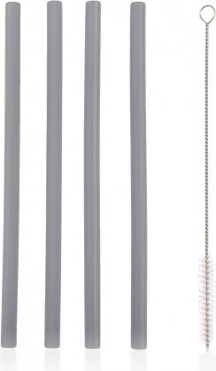 Silikonstrohhalme 4 Stk., Dove Grey