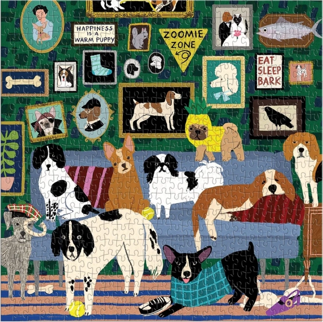 Galison quadratisches Puzzle Hunde im Salon 500 Teile