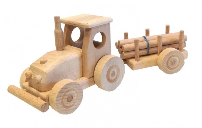 Holztraktor mit Anhänger