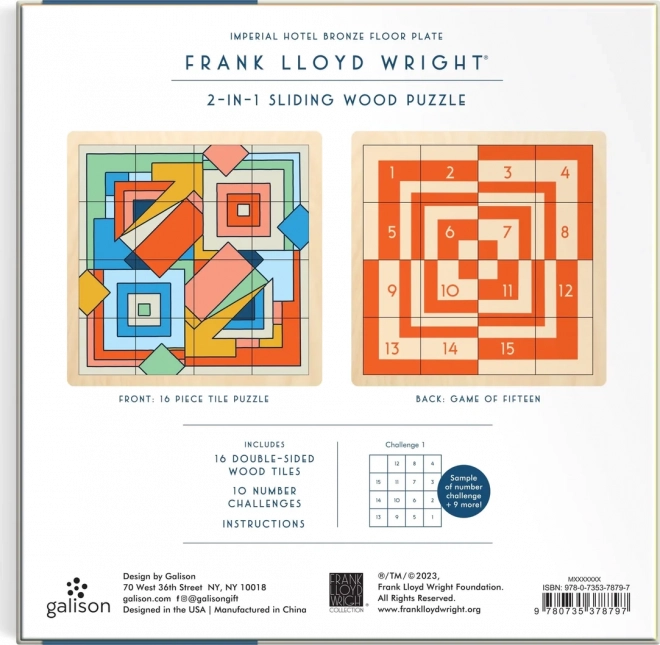 GALISON Schiebepuzzle aus Holz Frank Lloyd Wright: Imperial Hotel 2-in-1