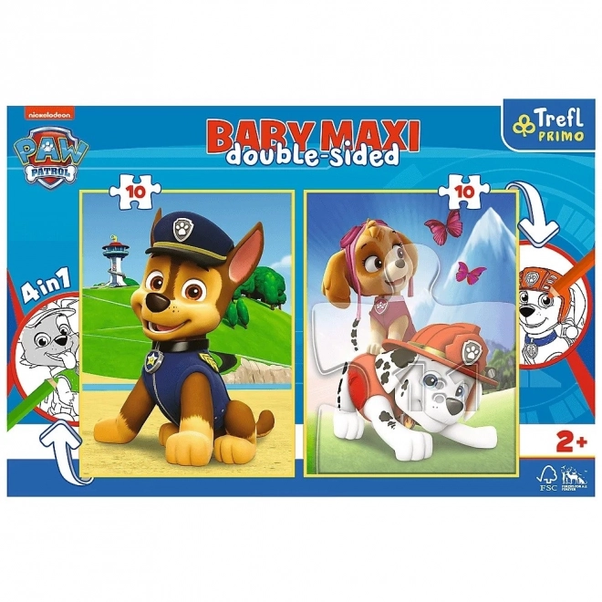 Beidseitiges Puzzle Paw Patrol: Chase, Marshall und Skye Baby Maxi