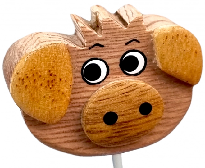 Holzstift mit Tierkopf Schwein