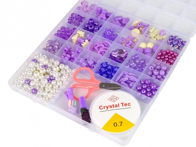 Set aus Perlen zur Schmuckherstellung, violette Clips