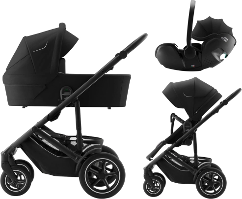 Kinderwagen-Set Smile 5Z mit Babywanne und Babyschale Baby-Safe Pro Classic, Space Black
