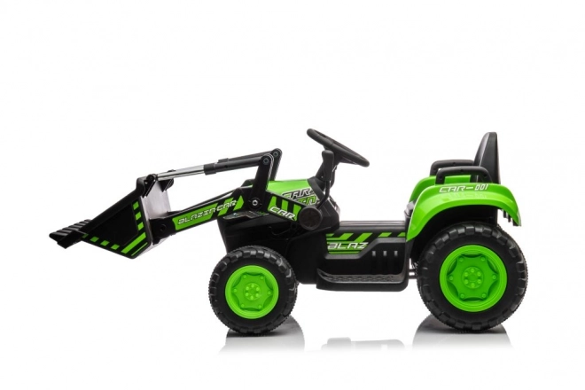 Elektrischer Kindertraktor mit funktionaler grüner Schaufel
