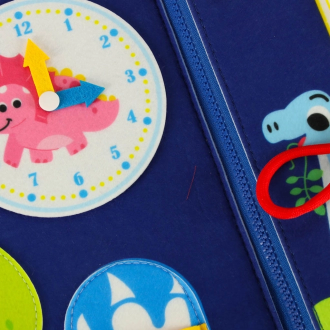 Montessori-sensorische Aktivitätstafel mit Dinosaurier-Motiv Blau