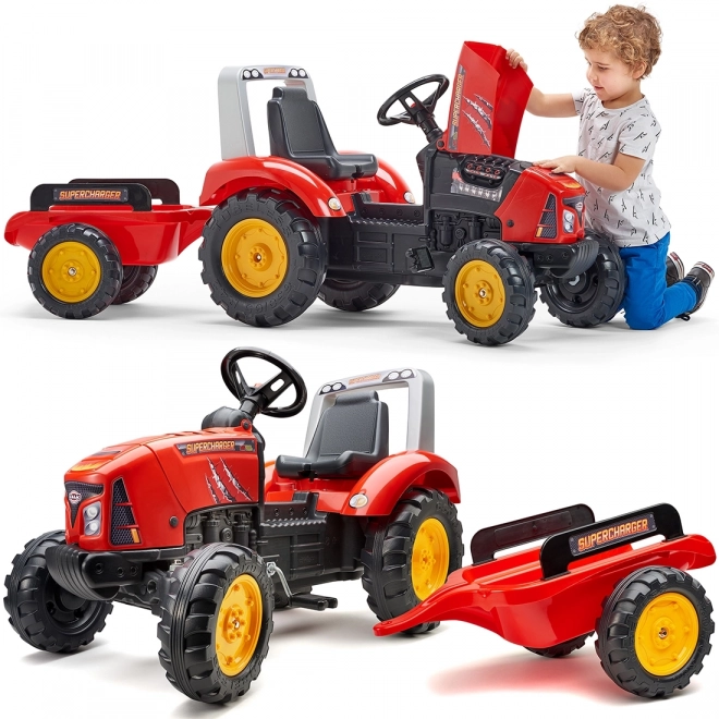 Roter Supercharger Trecker mit Anhänger für Kinder
